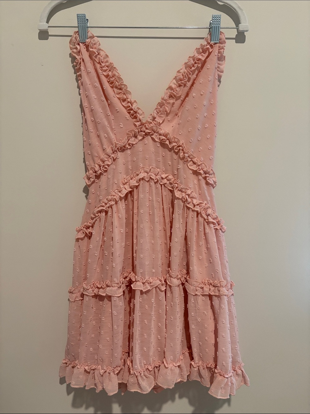 Hello Molly Blush Pink Ruffle-Trim V-Neck Top